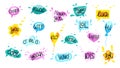 SPEECH BUBBLES hand draw set of Colorful bubble talk phrases dialog words